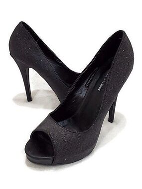 Michael Antonio Black Shimmer Stiletto Platform Pumps 7.5